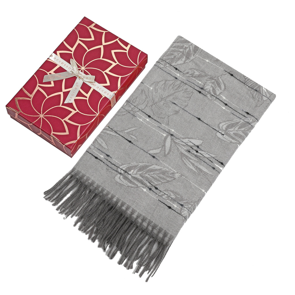 Pulse Leaf Gift Box Scarf - Grey