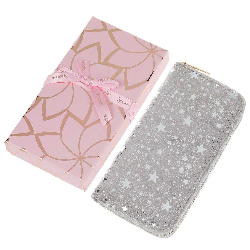 Sparkle Star Gift Box Wallet - Silver