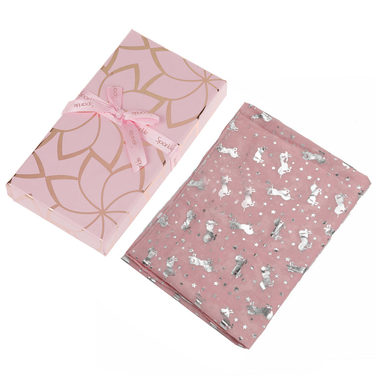 Sparkle Unicorn Gift Box Scarf - Pink