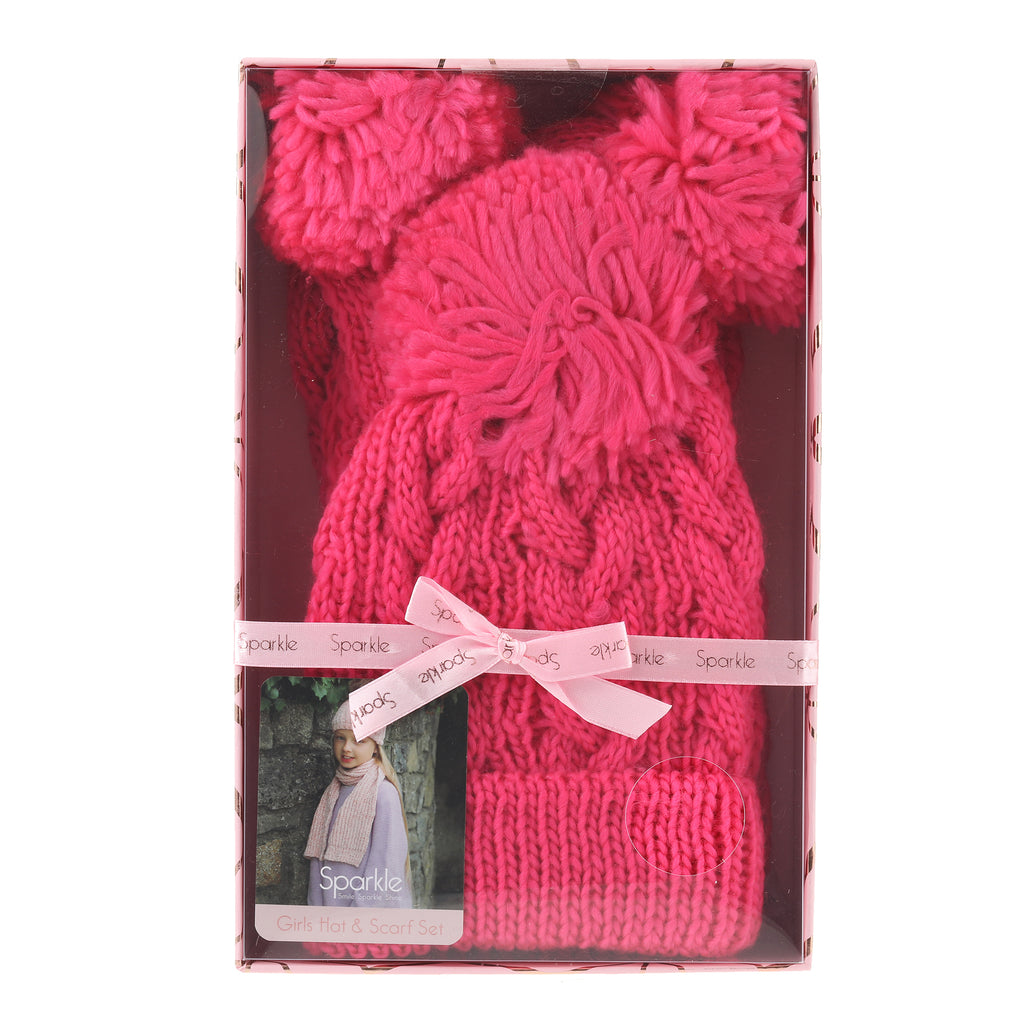 Sparkle Kids Gift Box Hat & Scarf Set - Pink