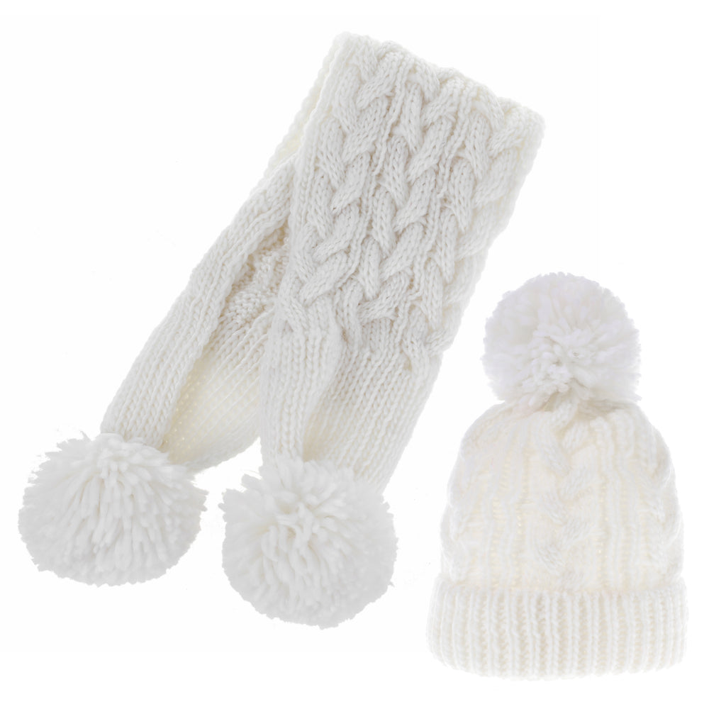 Sparkle Kids Gift Box Hat & Scarf Set - Cream