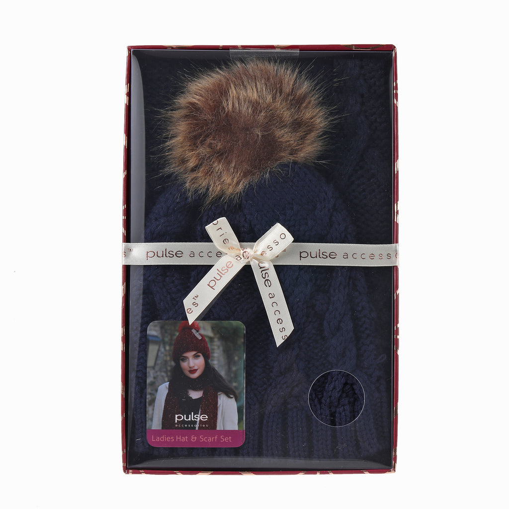 Pulse Gift Box Hat & Scarf Set - Navy