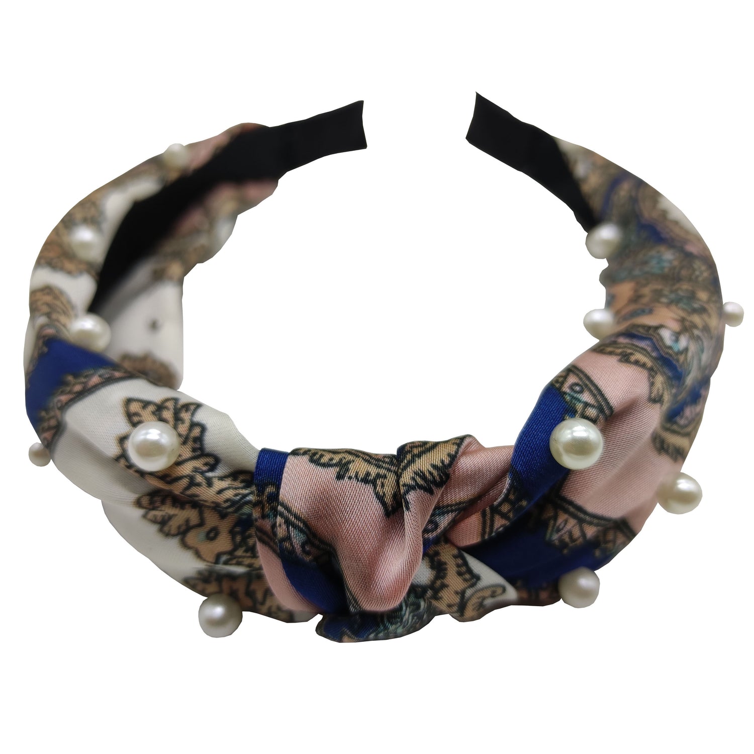 Pulse Professional Paisley Knot Top Hairband With Pearl - Blue