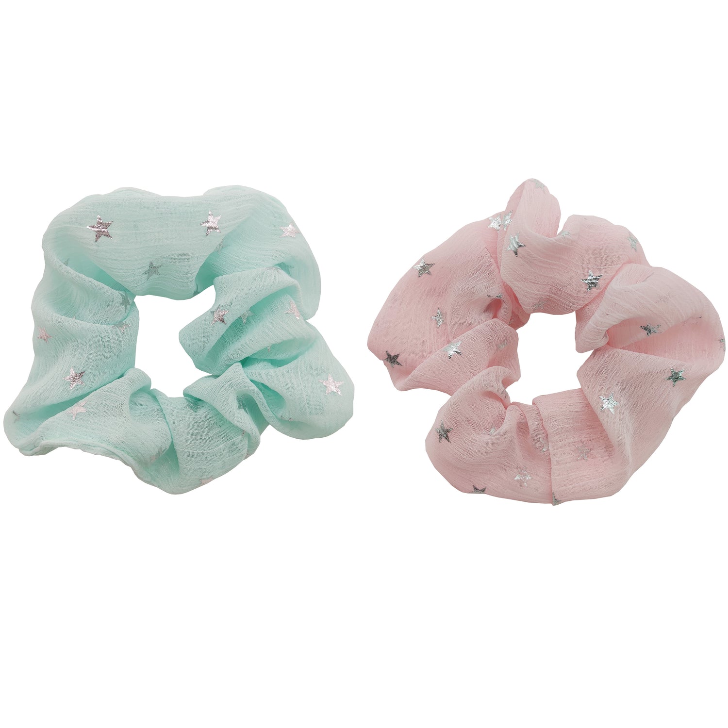 Sparkle 2pk Star Scrunchie - Mint & Pink