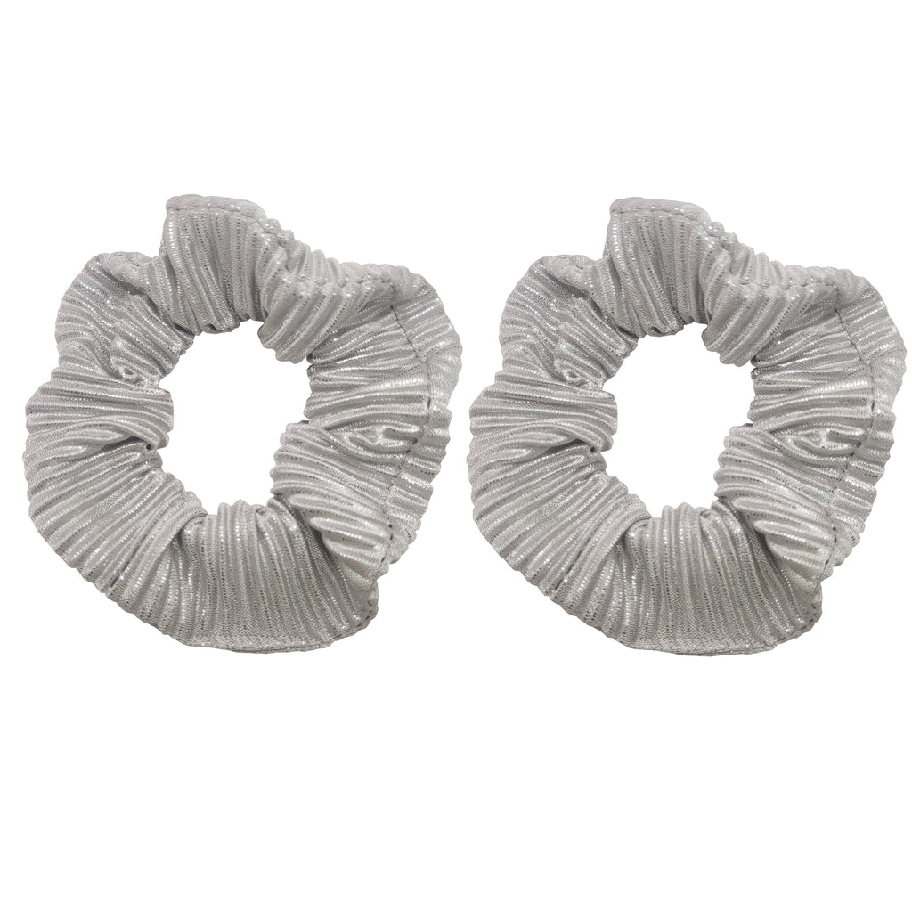Sparkle 2pk Pleated Scrunchie - Silver