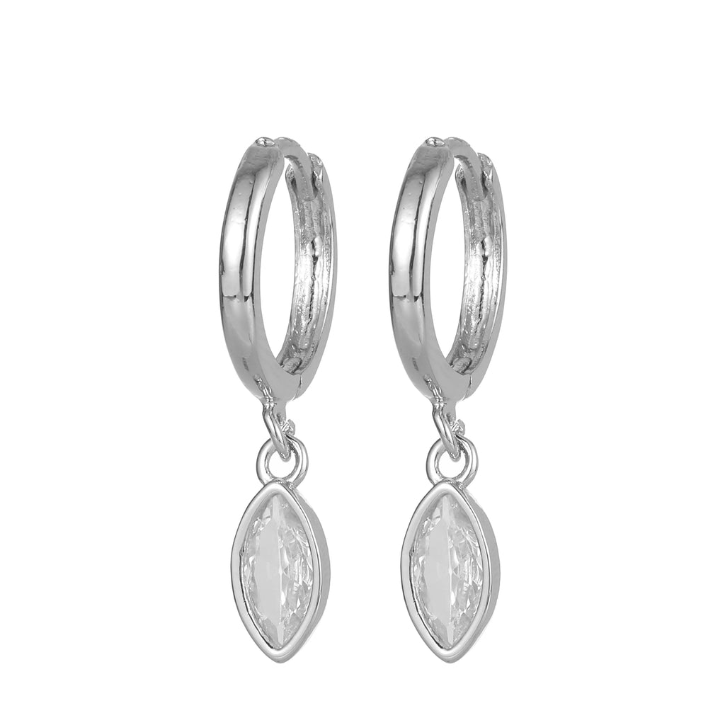 Tear Drop Huggie Earring Silver