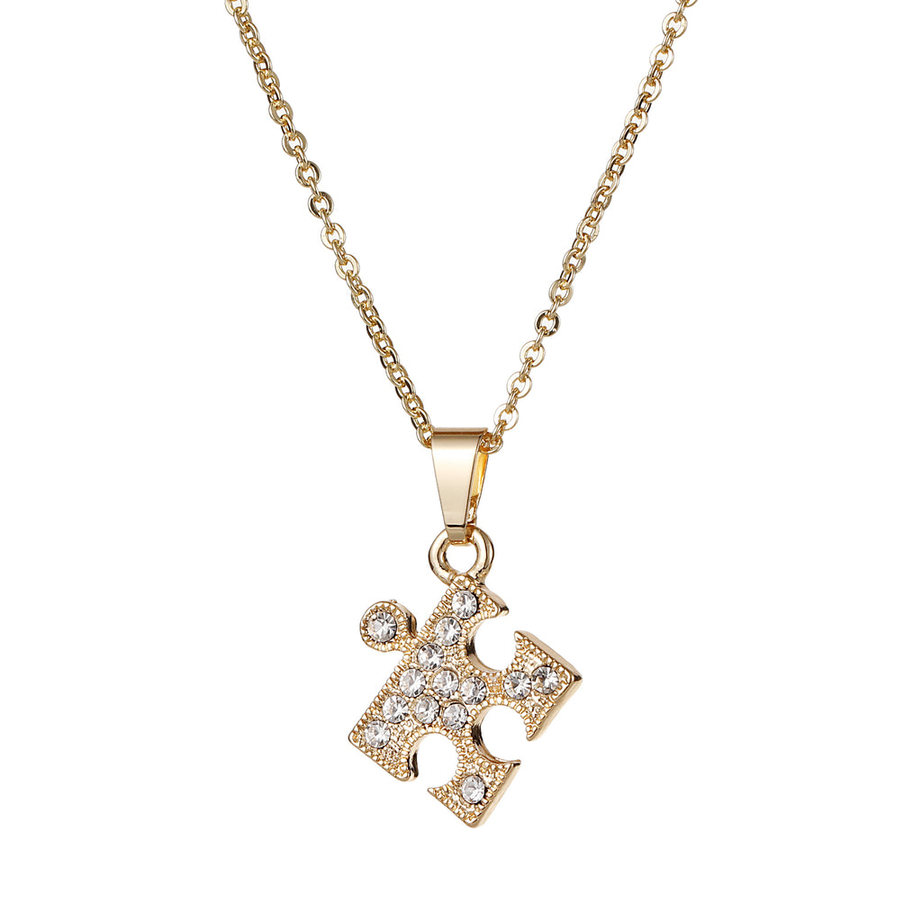 Puzzle Pendant Necklace Gold
