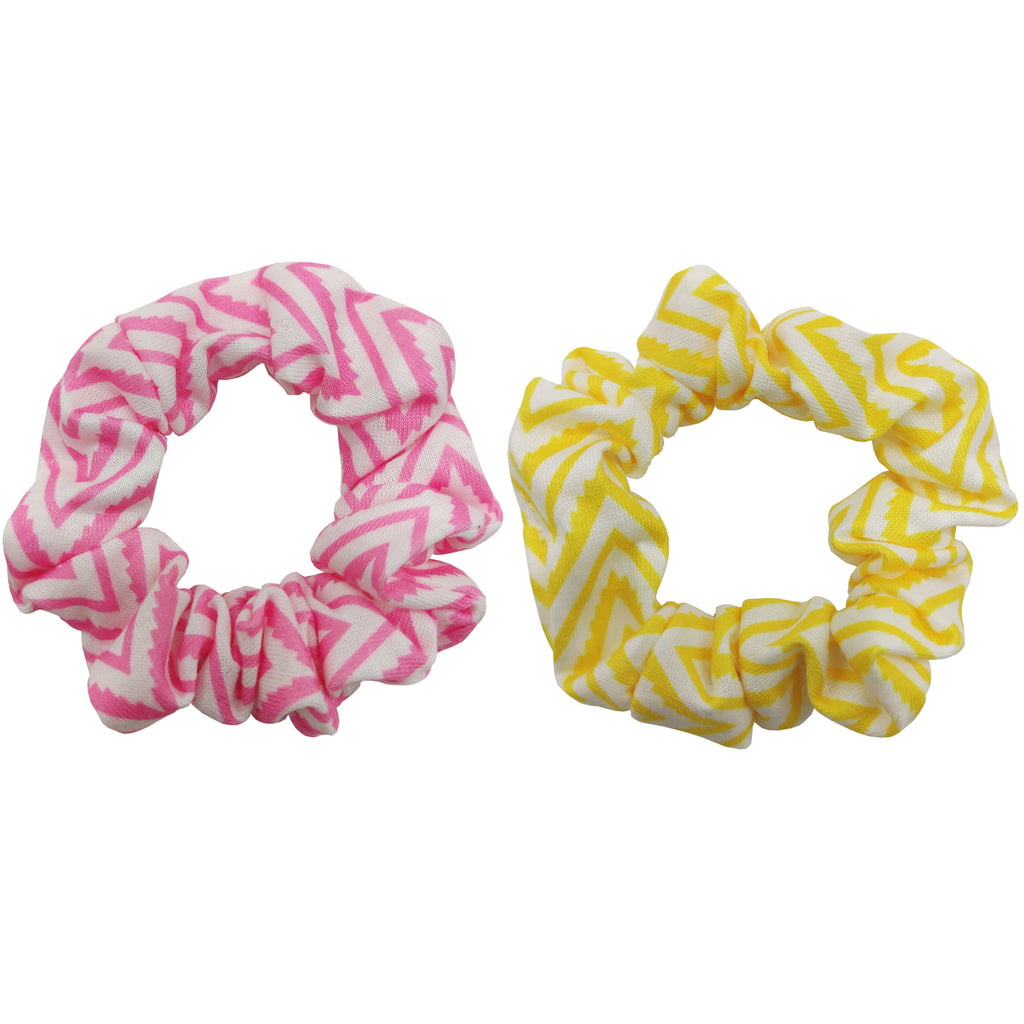 Sparkle 2pk ZigZag Scrunchie - Pink & Yellow