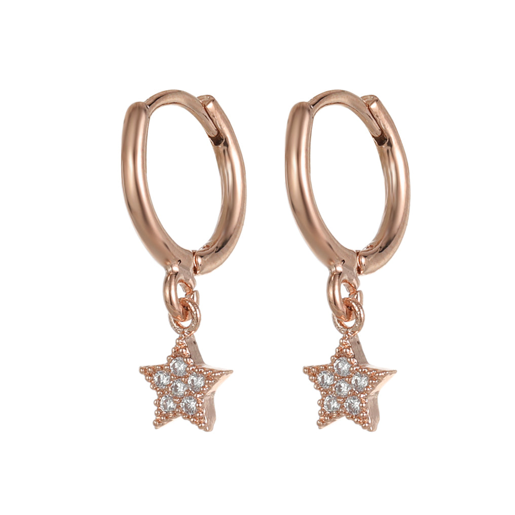 Star Huggie Hoop Earring Rose Gold