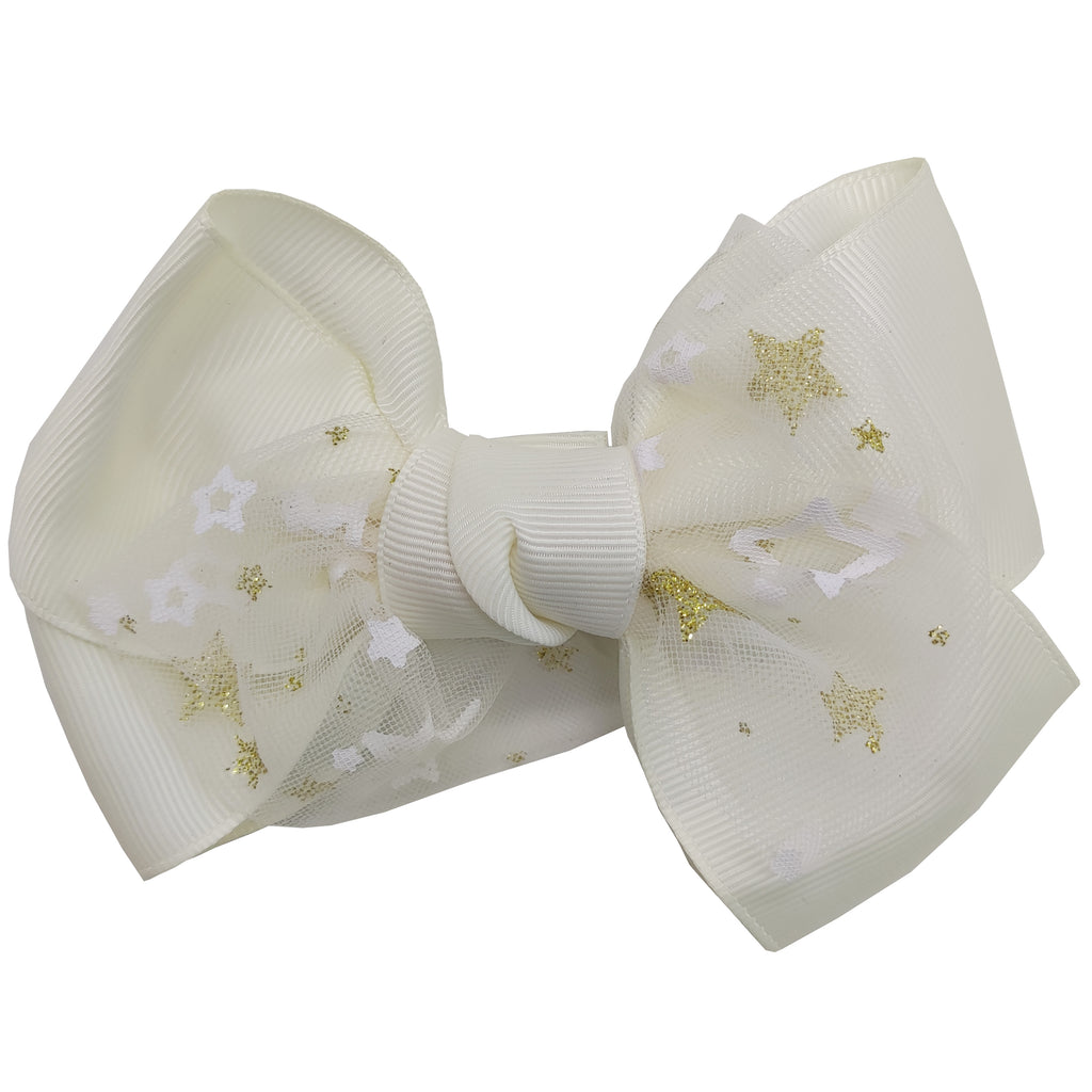 Sparkle Star Bow Clip Cream
