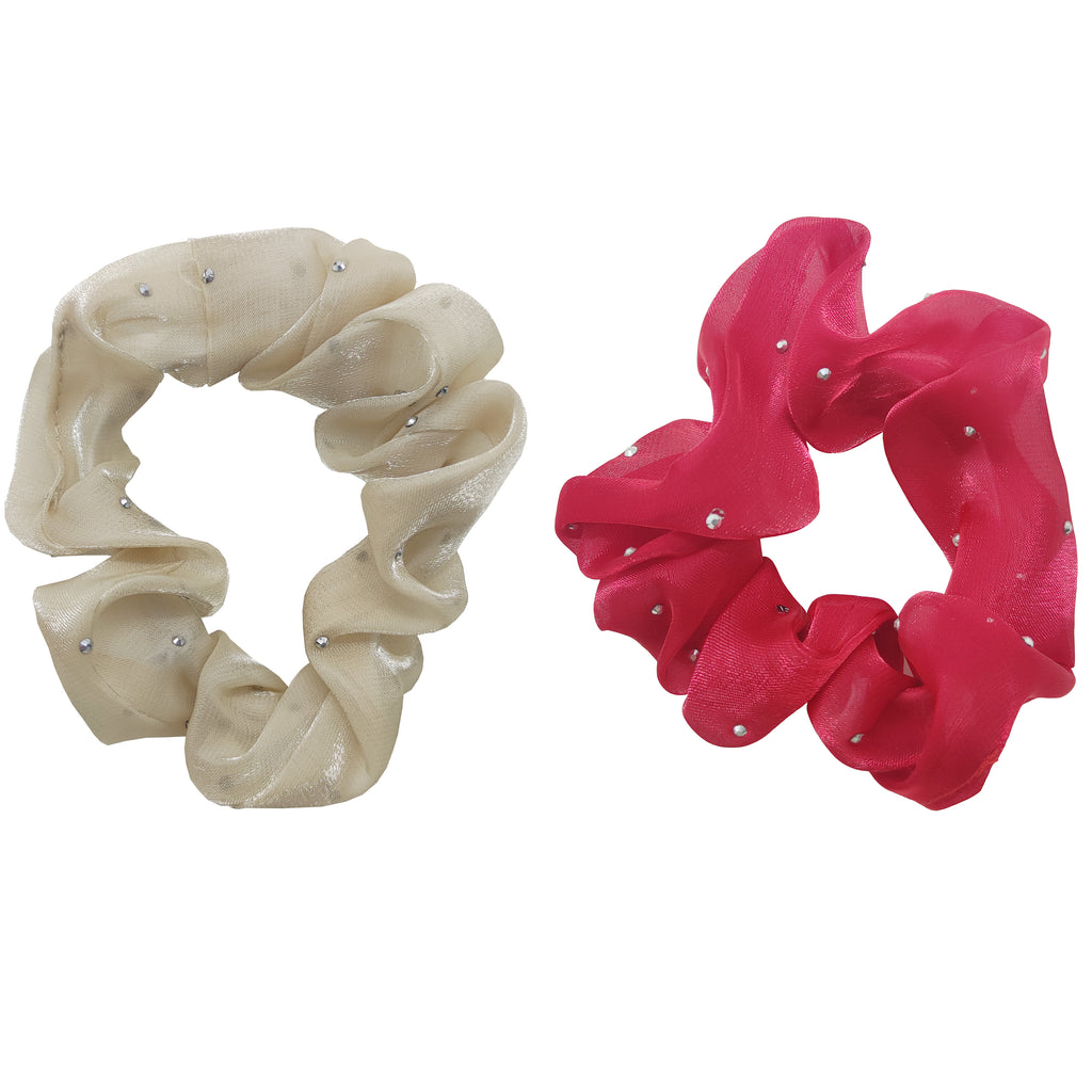 Sparkle 2pk Scrunchie - Red & Cream