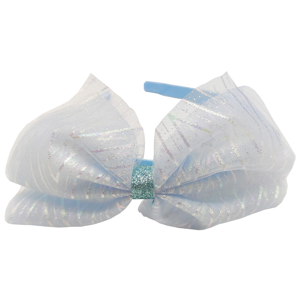 Sparkle Sheen Bow Hairband - Blue