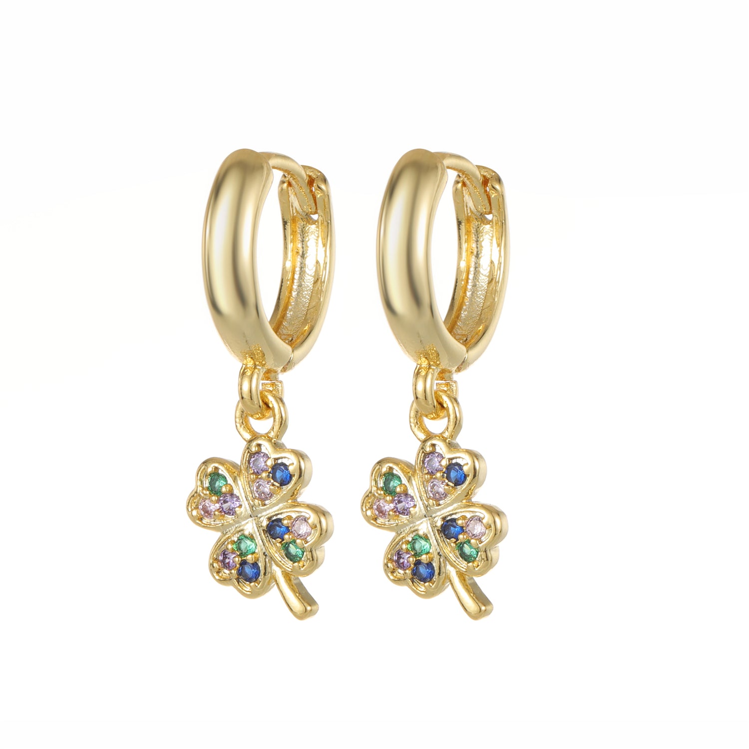 Four Leaf Clover Huggie Hoop Earring