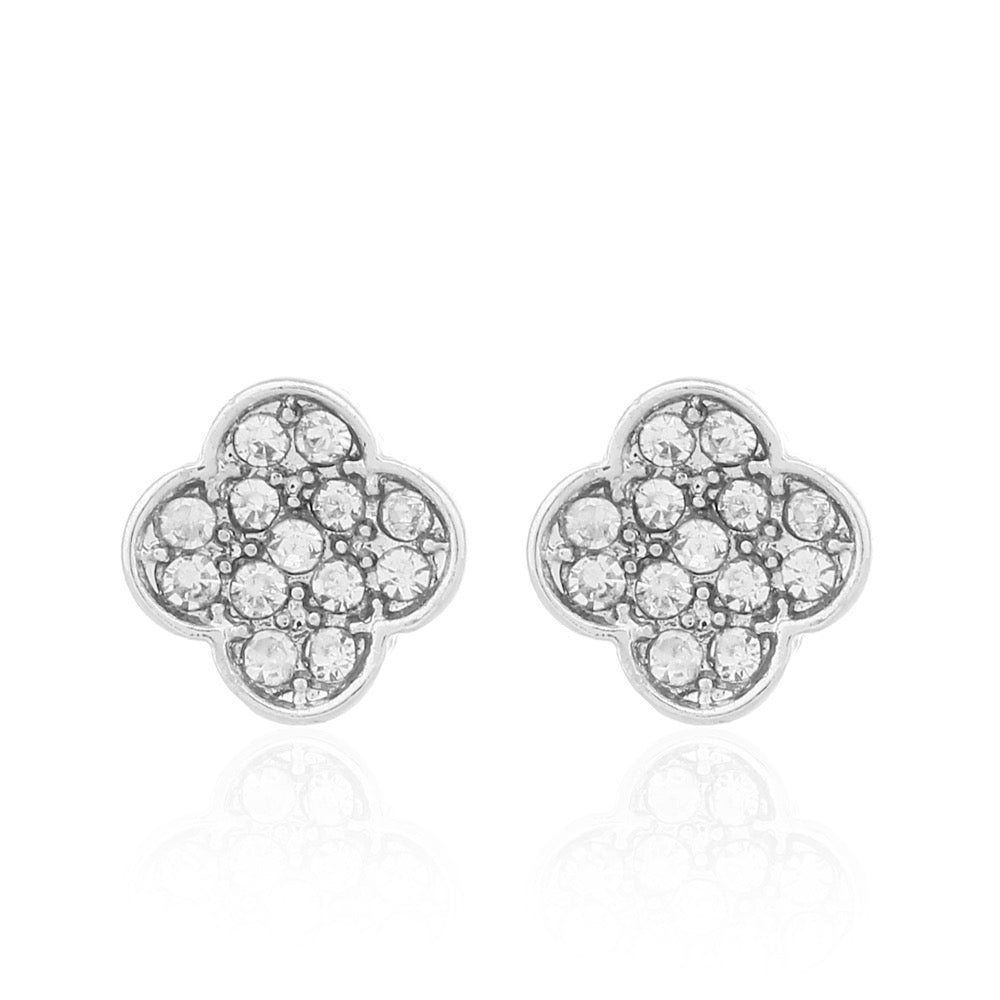 Delicate Ears Crystal Shape Earring Silver Plating