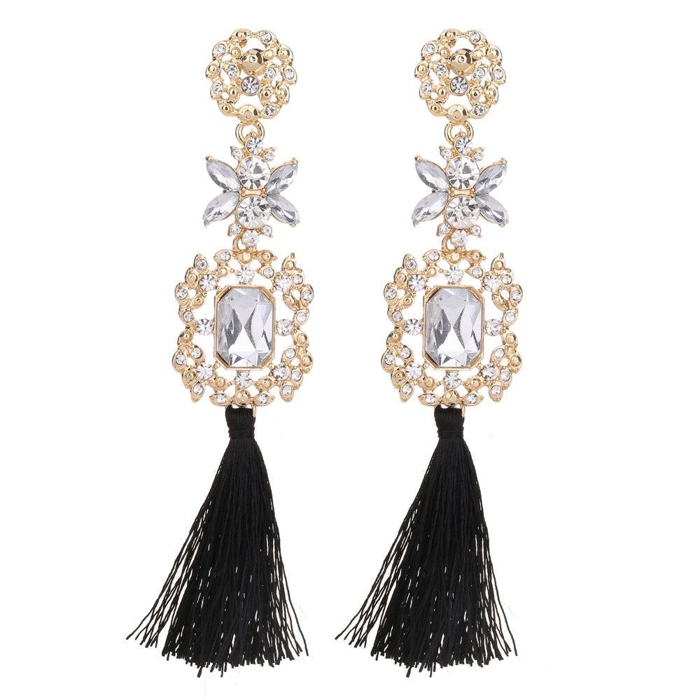 Statement Black Tassel Earring