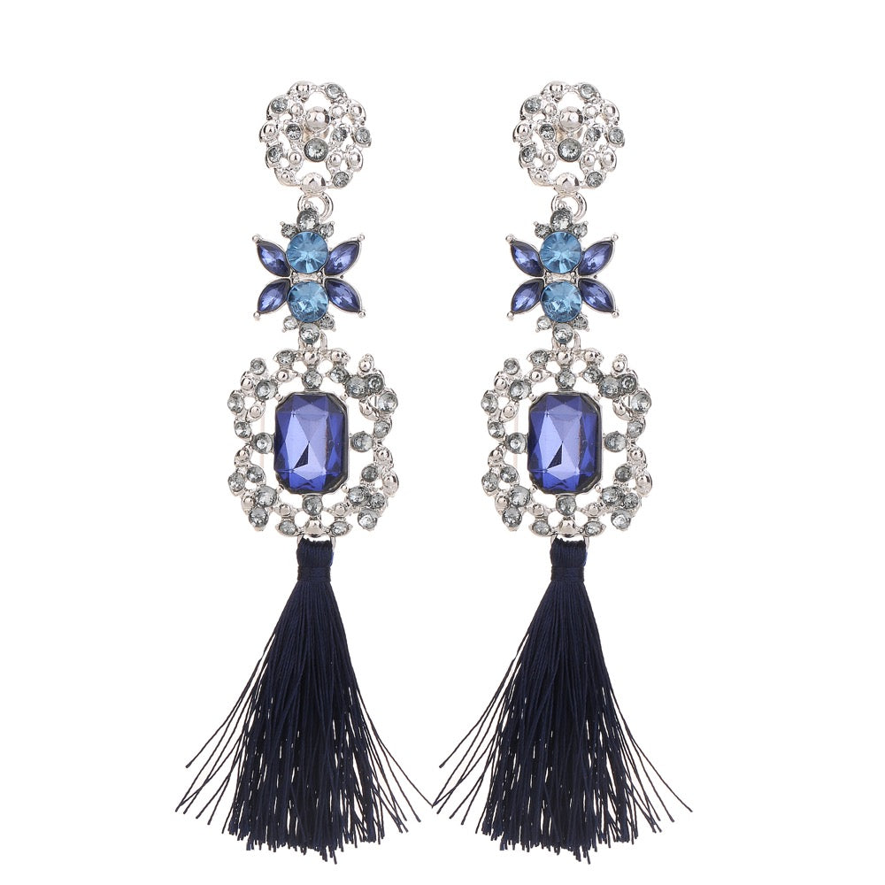 Gem Statement Tassel Earring