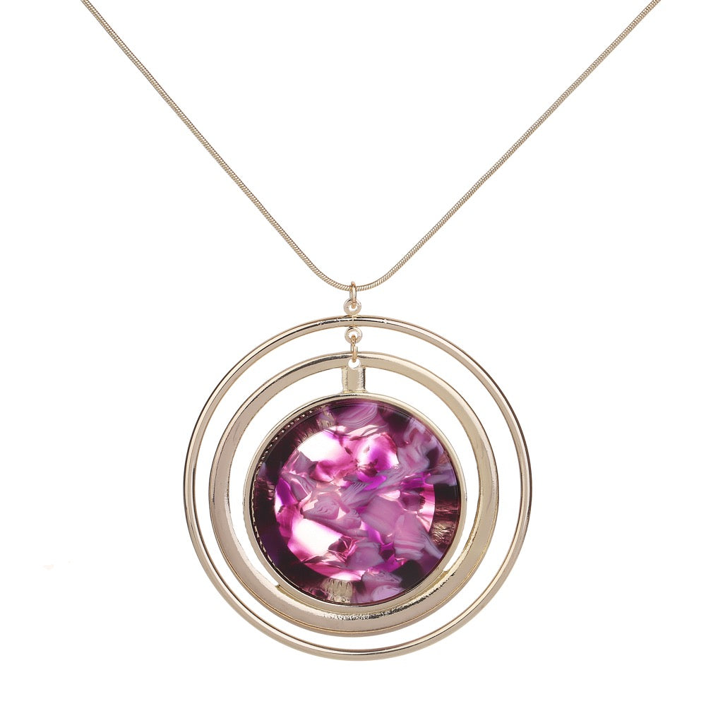 Marble Disc Necklace Purple