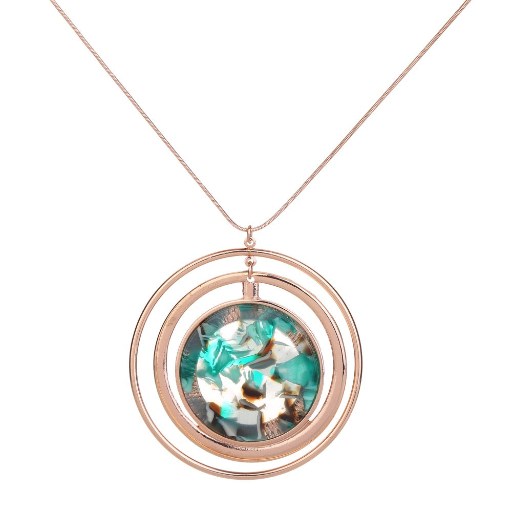 Marble Disc Necklace Green