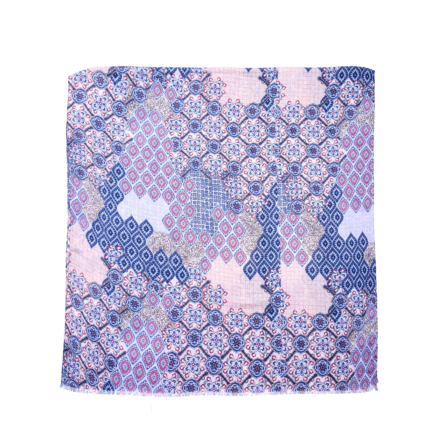 Tiled Print Scarf - Blue