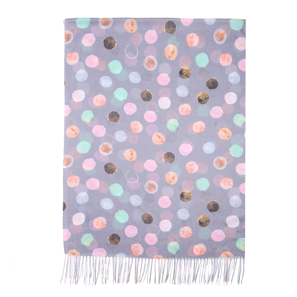 Dot Print Scarf - Grey