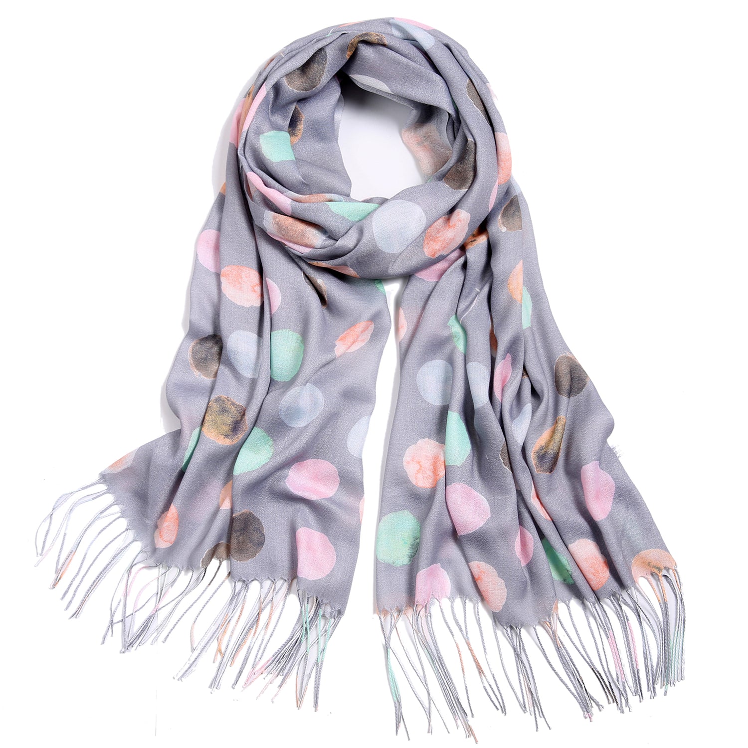 Dot Print Scarf - Grey