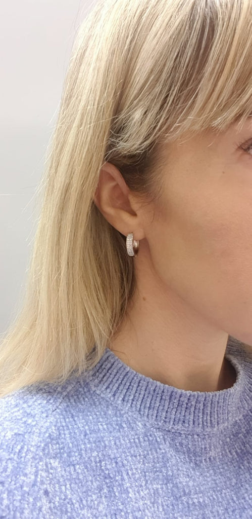 Cubic Zirconia Chunky Huggie Hoop Earring