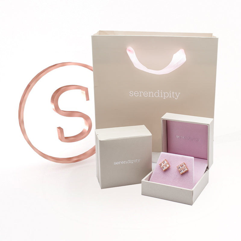 Serendipity Diamond Shaped Earring Rose Gold