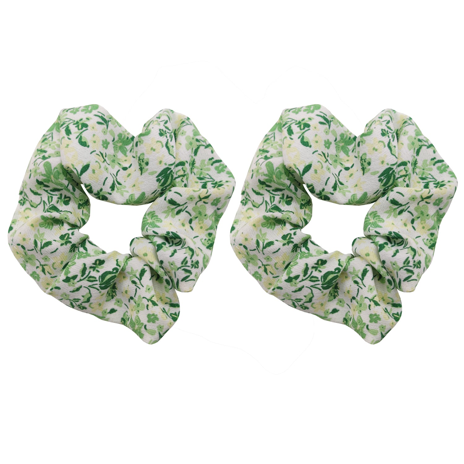2pk ditsy floral scrunchie - green