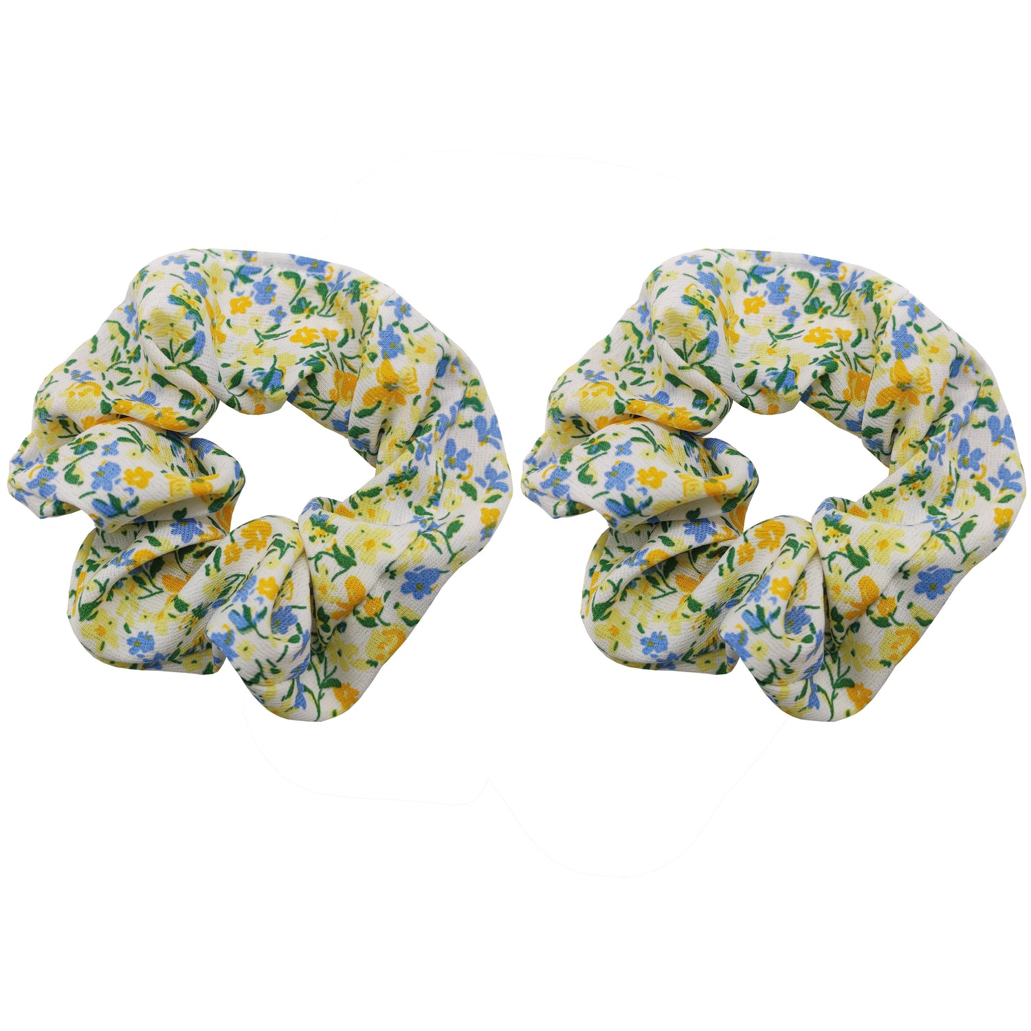 Copy of 2pk ditsy floral scrunchie - blue & yellow