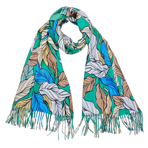 Leaf Print Scarf - Green