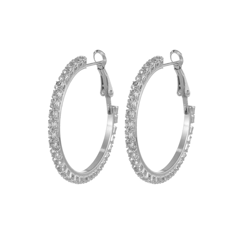 Diamante hoop earring silver