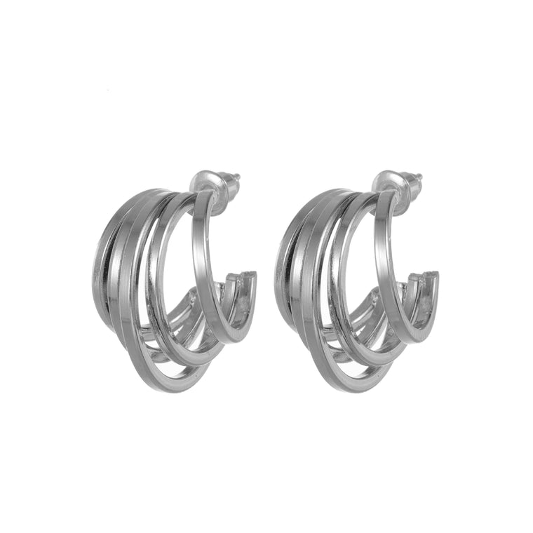 Layered hoop earring silver