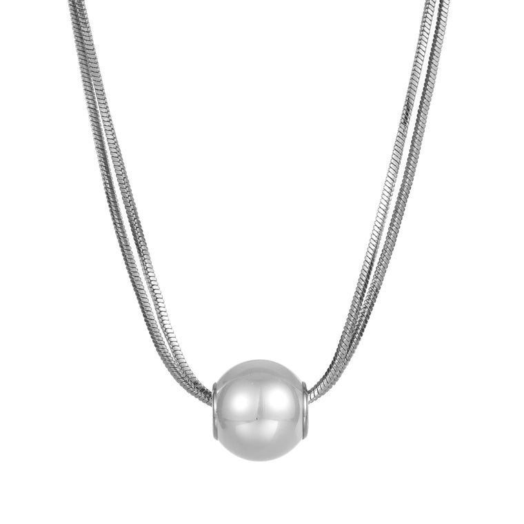 Pearl ball necklace silver