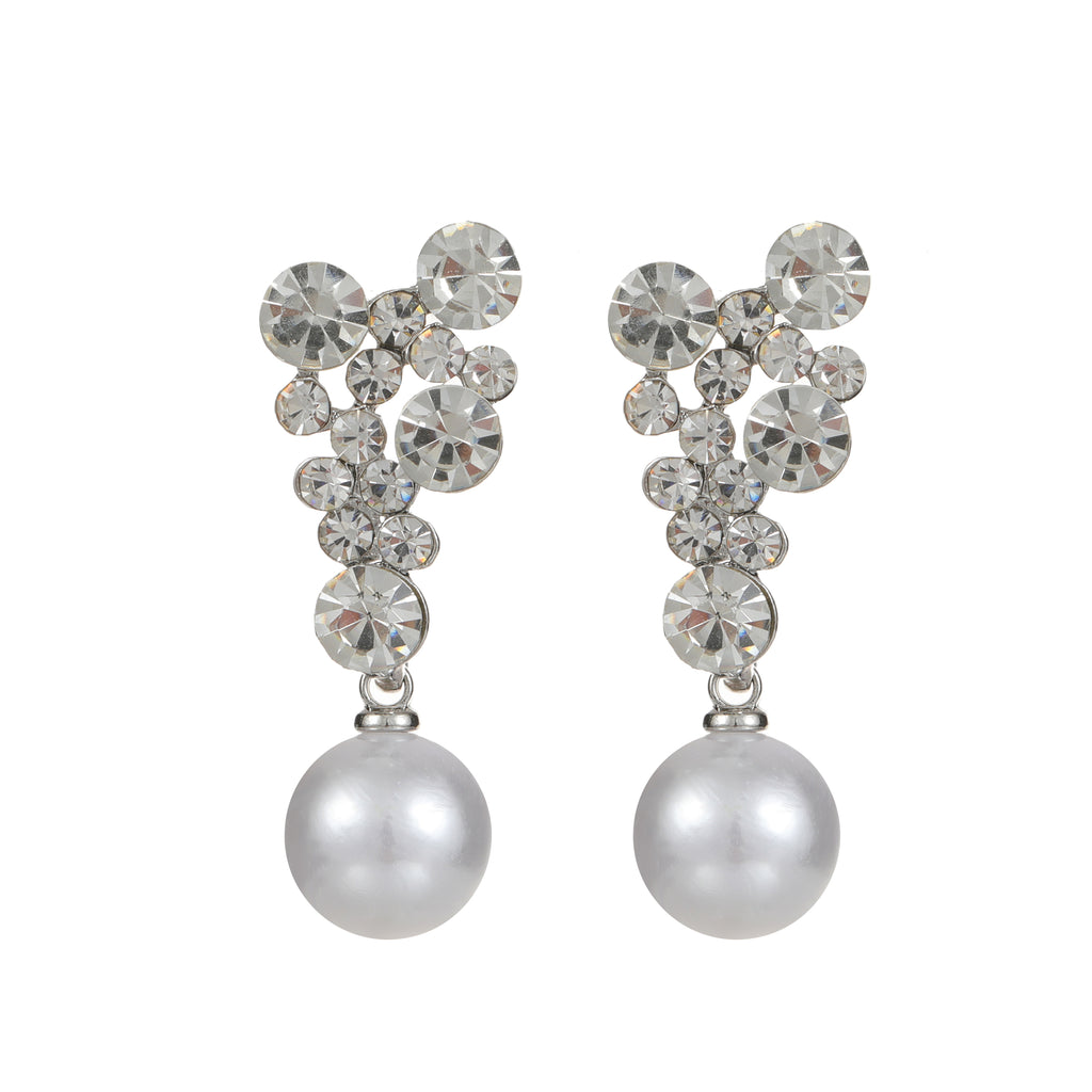 Pearl & diamante earring silver