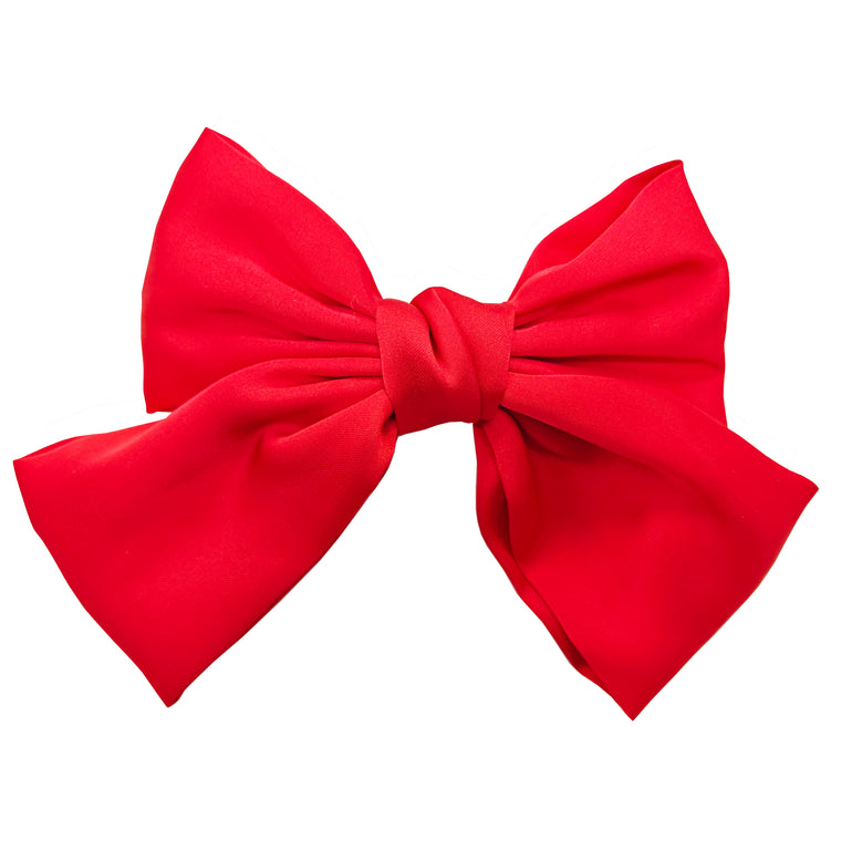 Sparkle Satin Bow Clip - Red