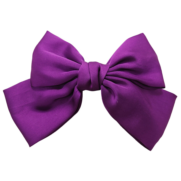 Sparkle Satin Bow Clip - Purple