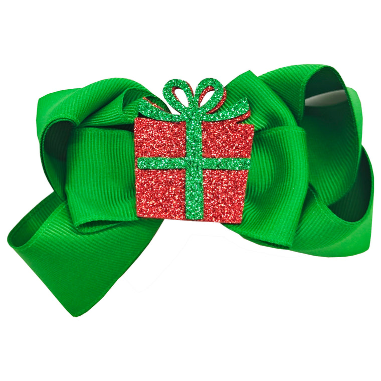 Sparkle Christmas Bow Clip - Christmas Present