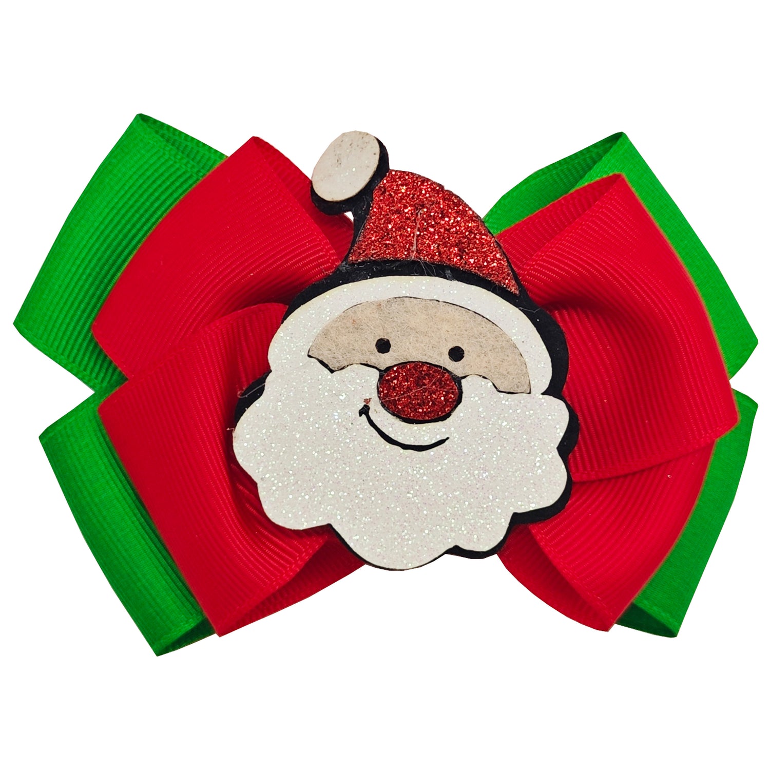 Sparkle Christmas Bow Clip - Santa