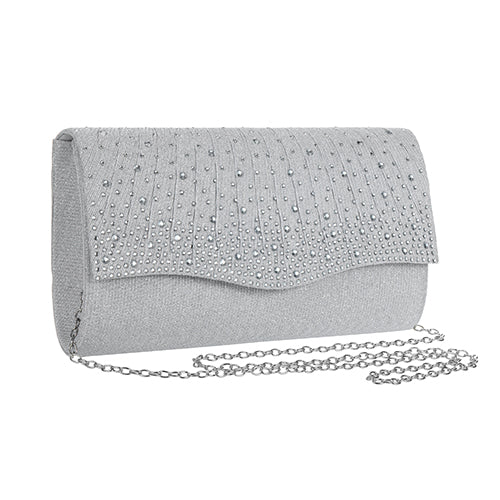 Diamante detail clutch bag silver