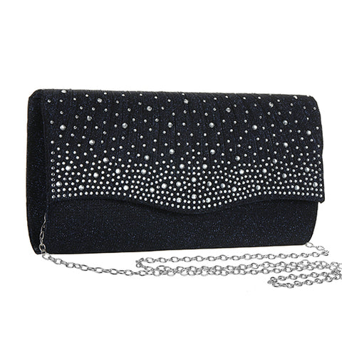 Diamante detail clutch bag navy