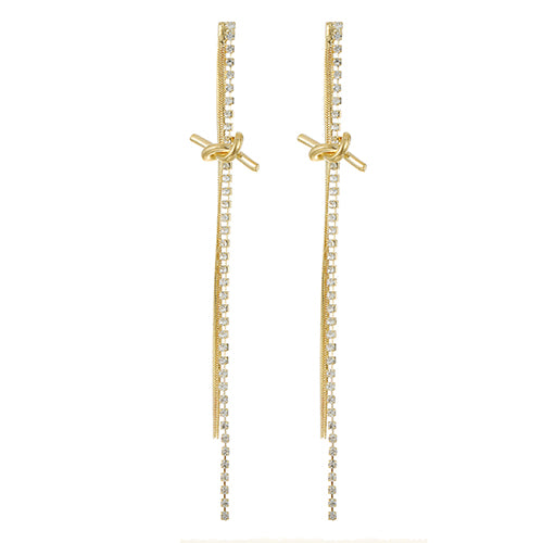 Chain & Diamante Earring Gold