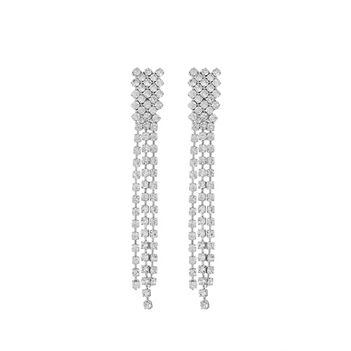 Crystal Drop Clip On Earring Silver