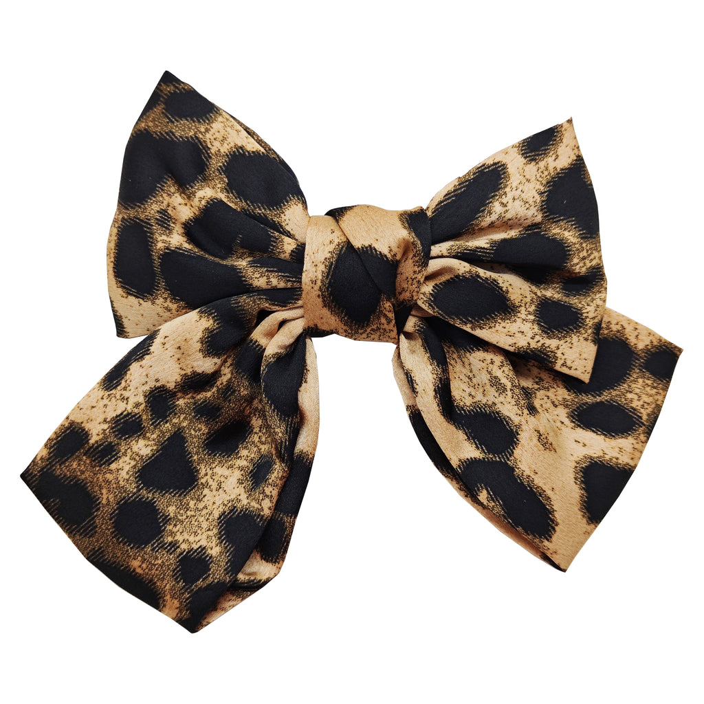 Leopard Print Bow - Brown