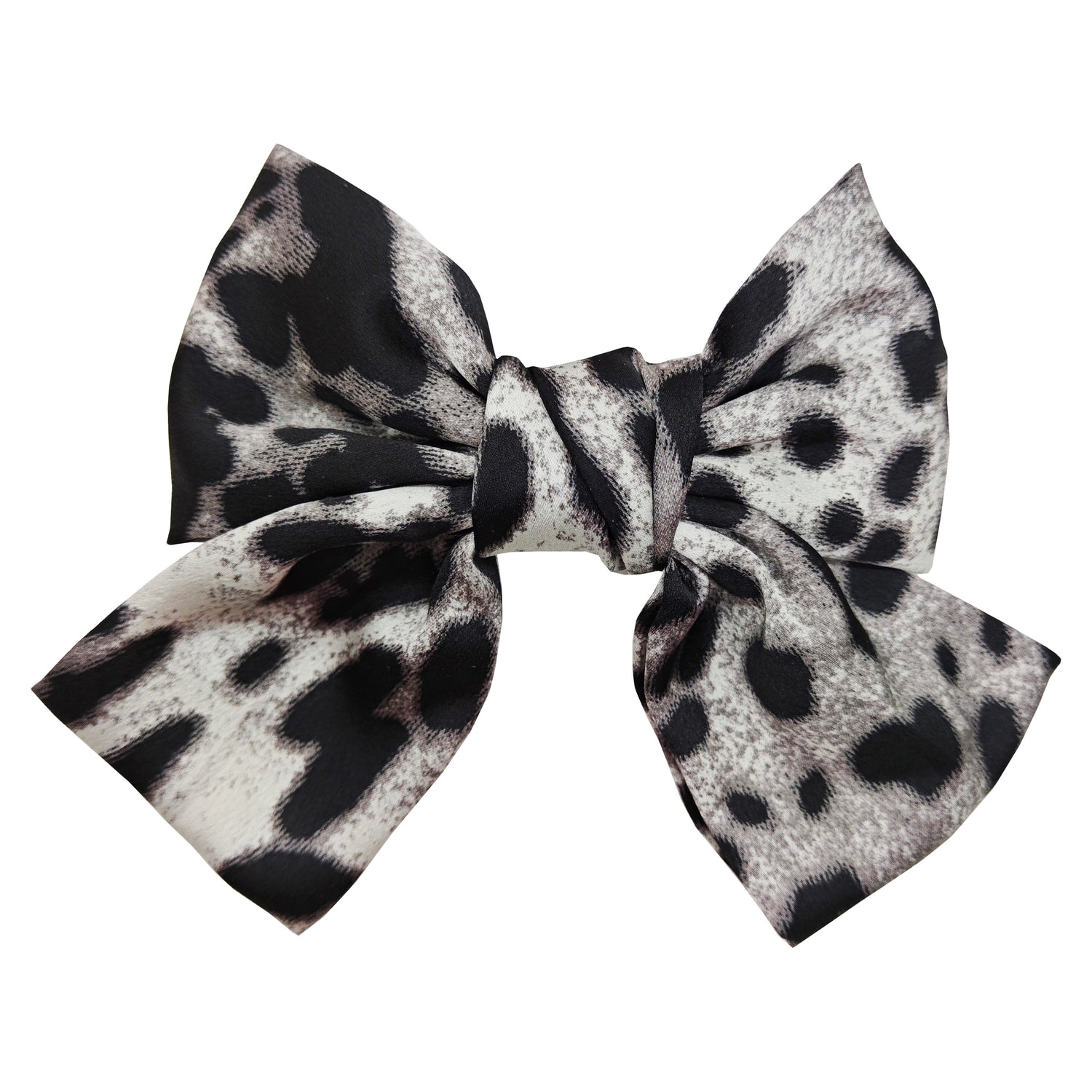 Leopard Print Bow - Grey