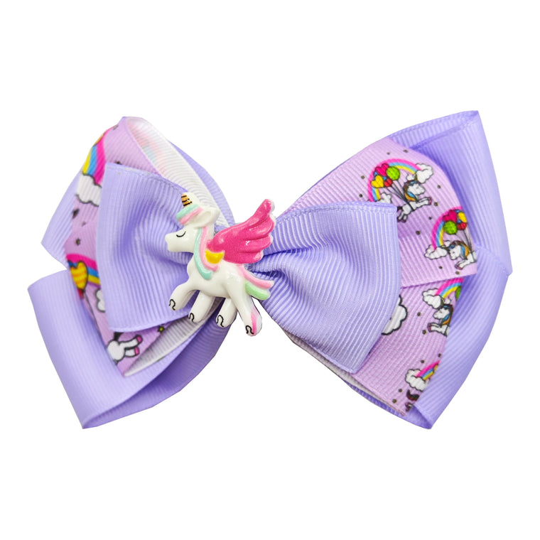 Sparkle Unicorn Bow Clip - Purple
