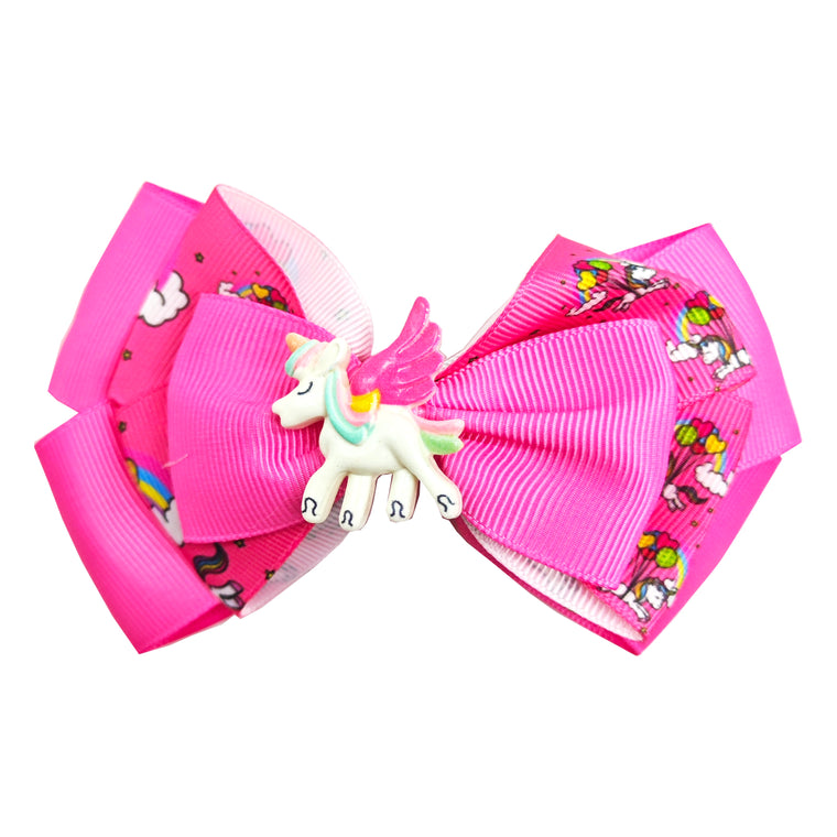 Sparkle Unicorn Bow Clip - Pink
