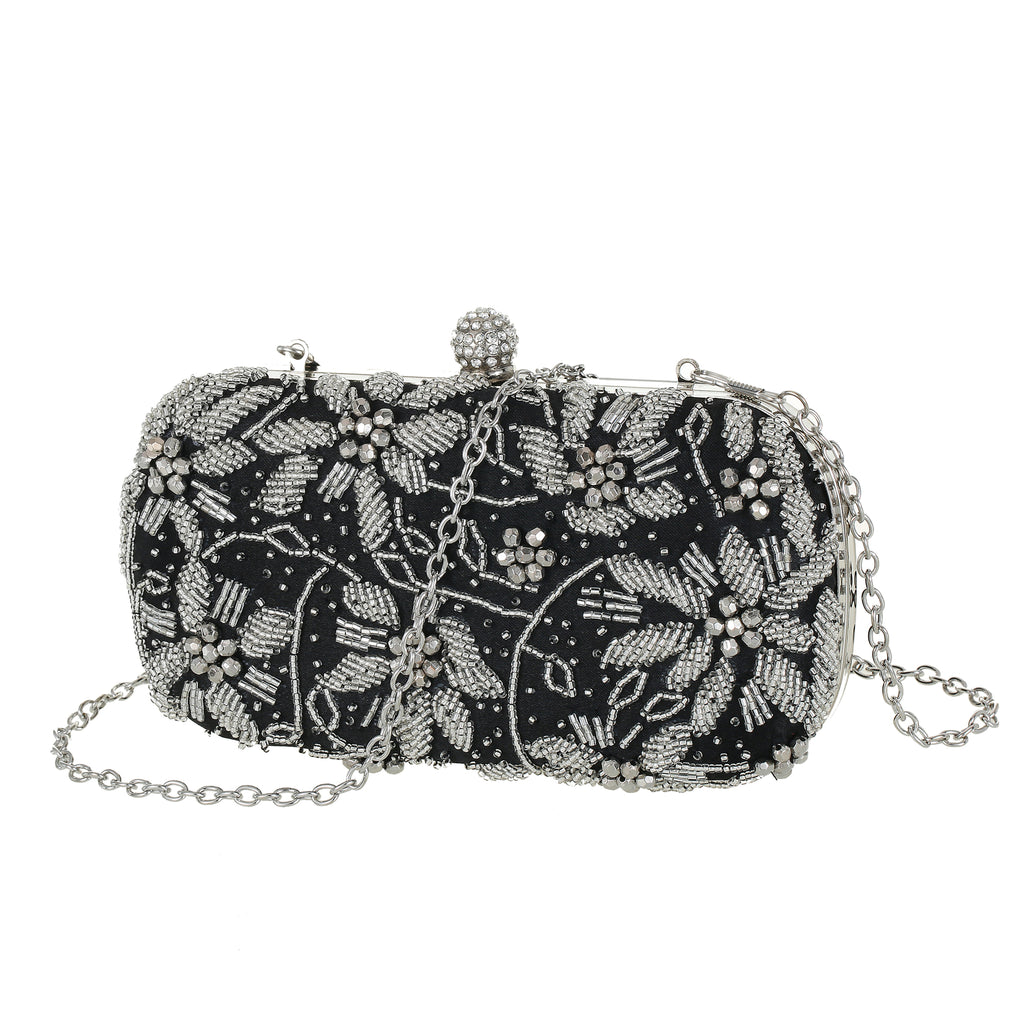 Embellished clutch bag black
