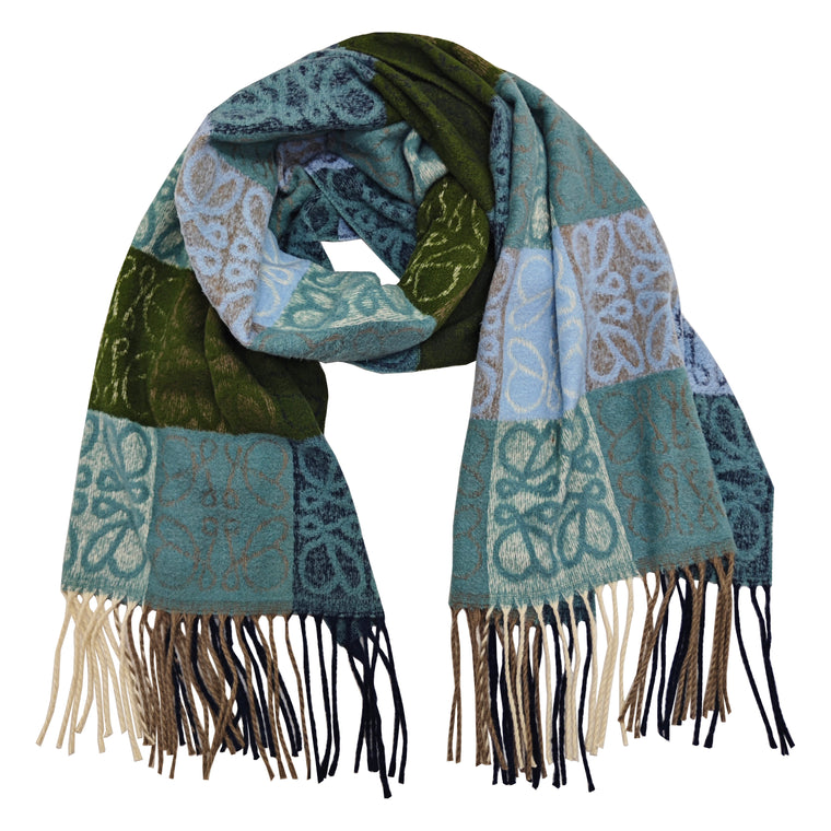 Grid design scarf - green