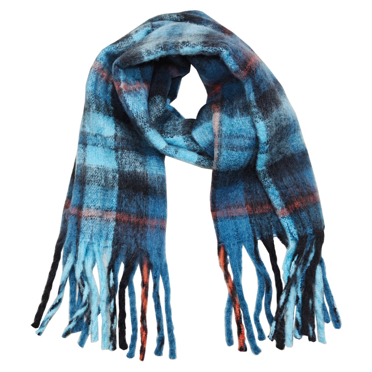 Check scarf - blue