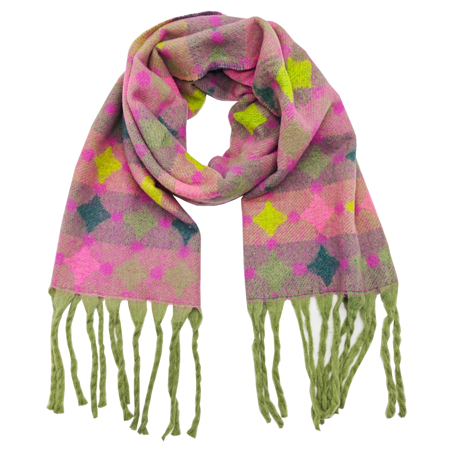 Dot & diamond scarf - green
